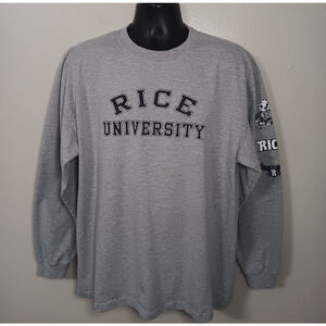 Vintage Rice University Owls Men’s XL T-Shirt L/S NCAA Gray Tee JanSport